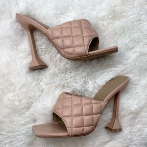 baby pink butter quilted square toe lux high heels